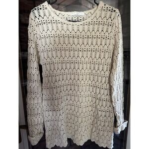 Vintage Nuggets Crocheted Top Womens Medium Flared Bottom Cuffed Sleeves